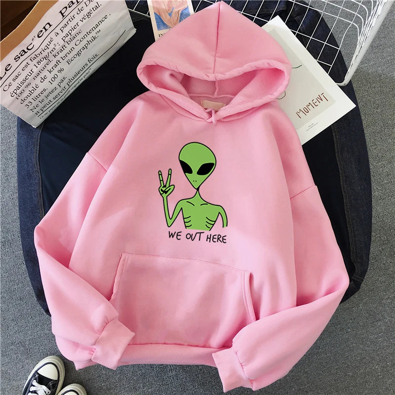 New Green Alien Sweatshirts Cute Cartoon Streetwear Women Hoodie Girls Winter Fashion Funny TopsPullover Loose - Premium hoodie from Lizard Vigilante - Just $32.99! Shop now at Lizard Vigilante