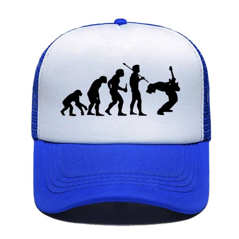 Funny Guitarist Baseball Cap Evolution Of a Music Rock Guitar Musician Band Metal Parent-child Hats Mesh Visor Outdoor Sun Hat - Lizard Vigilante