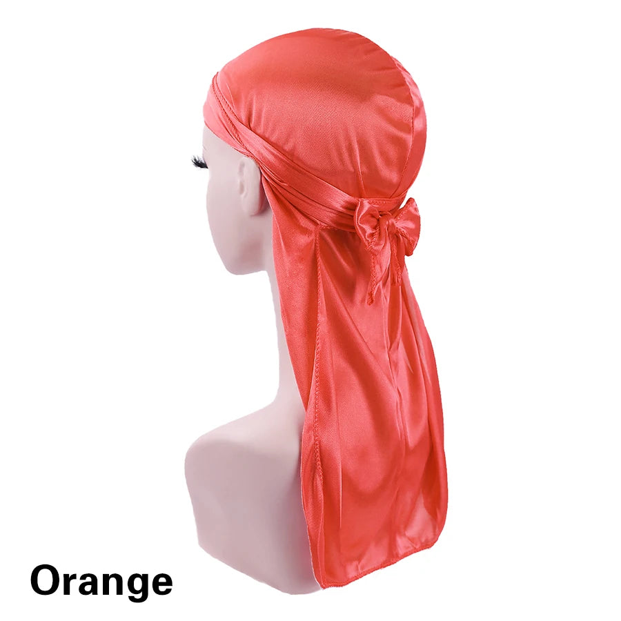 Satin Durag Turban Pirate Hat – Men’s Silk Biker Headwrap with Long Tail Straps - Premium headwrap from Lizard Vigilante - Just $18.88! Shop now at Lizard Vigilante