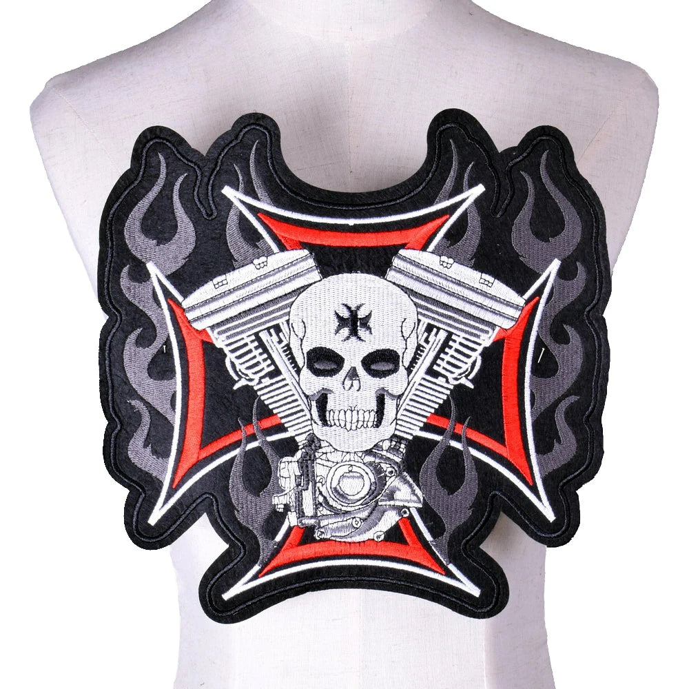 Bikers Motorcycle Embroidered Iron On Patches Large Punk Skull Badges Big Biker Patches For Clothing Coat Accessories - Premium patch from Lizard Vigilante - Just $27.99! Shop now at Lizard Vigilante