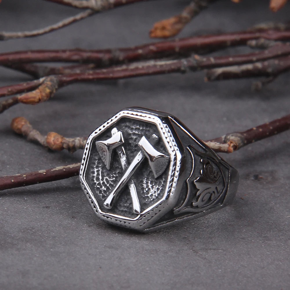 Wholesale Slavic Perun Axe Biker Ring Stainless Steel Jewelry Punk Classic Slavic Perun Motor Biker Ring For Men - Premium  from Lizard Vigilante - Just $14.99! Shop now at Lizard Vigilante