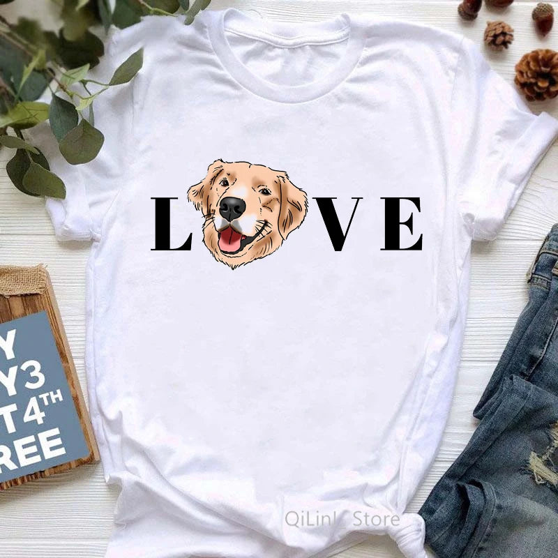 Golden Retriever Queen Dog Mom Summer Graphic Tee