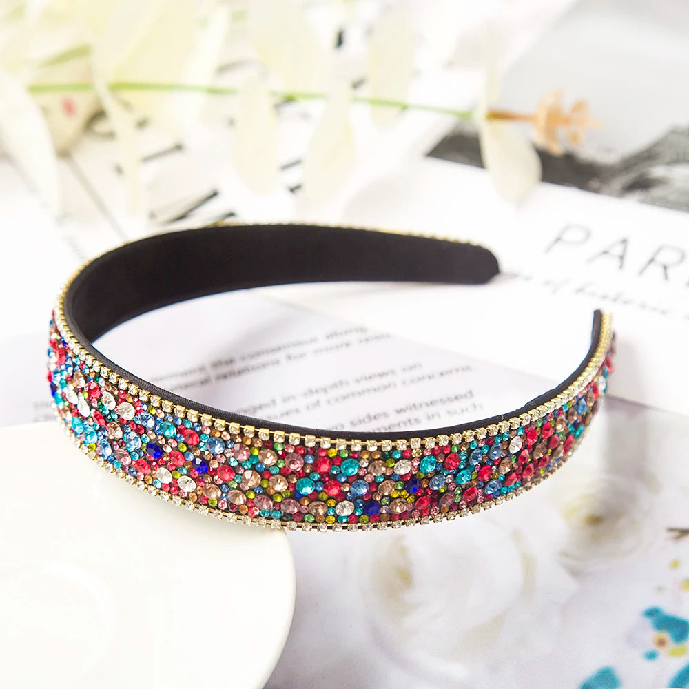 Baroque Crystal Headband with Rhinestones – Luxurious Fashion Hair Hoop for Women, Bezel-Style Hairband, Elegant Headdress Accessory - Premium headband from Lizard Vigilante - Just $28.88! Shop now at Lizard Vigilante