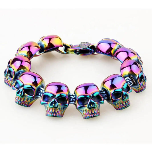 High Quality 316L Stainless Steel Colorful Skeleton Skull Head Chain Men's Bracelet Bangle Biker Jewelry 8.66inch Hot sale - Premium skull jewelry from Lizard Vigilante - Just $40.99! Shop now at Lizard Vigilante