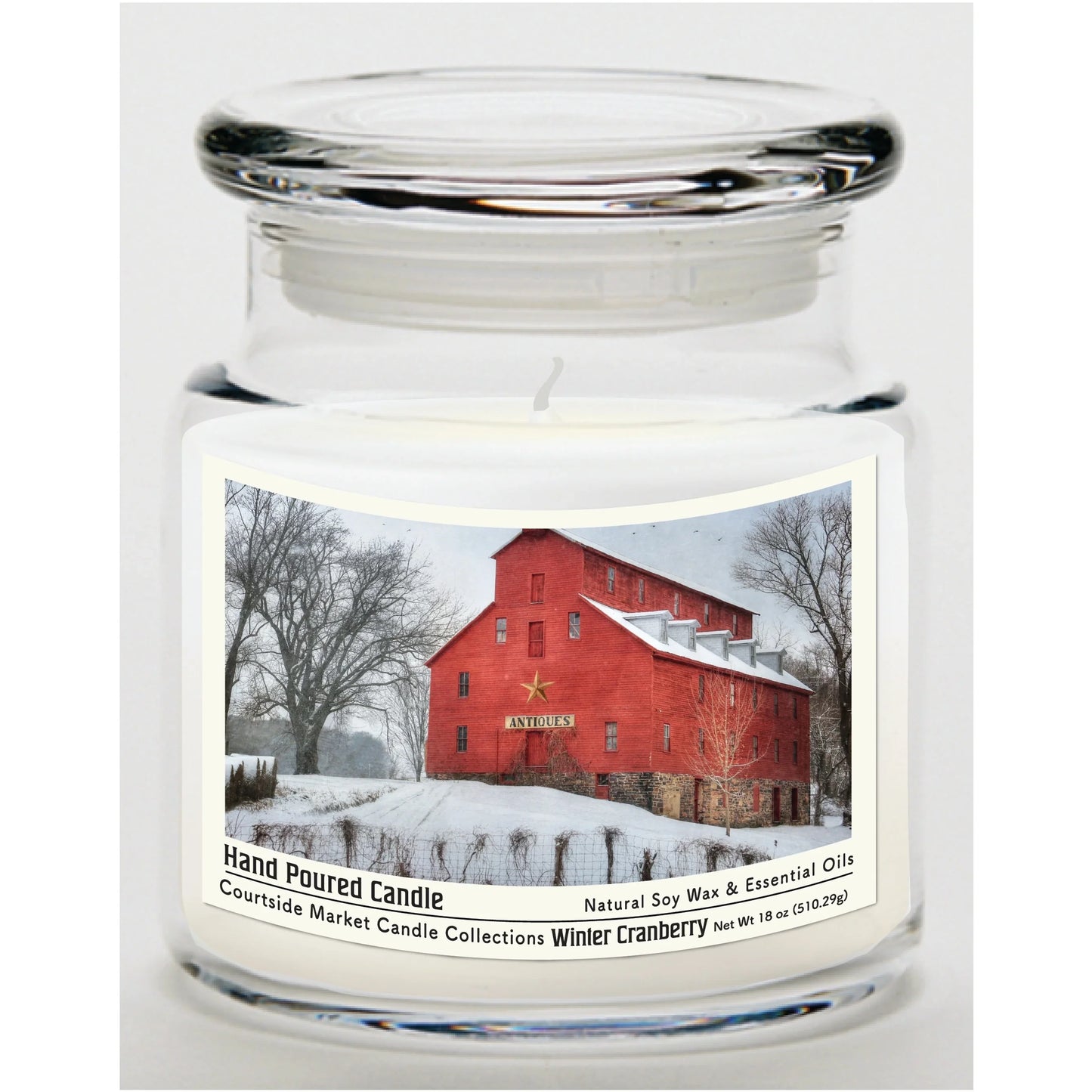 TD Courtside Market Snow Scented Candle Glass Jar with Glass Lid for Farm Decor