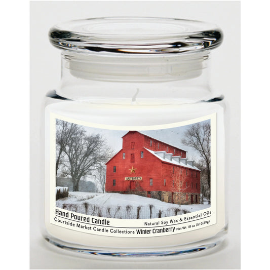 TD Courtside Market Snow Scented Candle Glass Jar with Glass Lid for Farm Decor