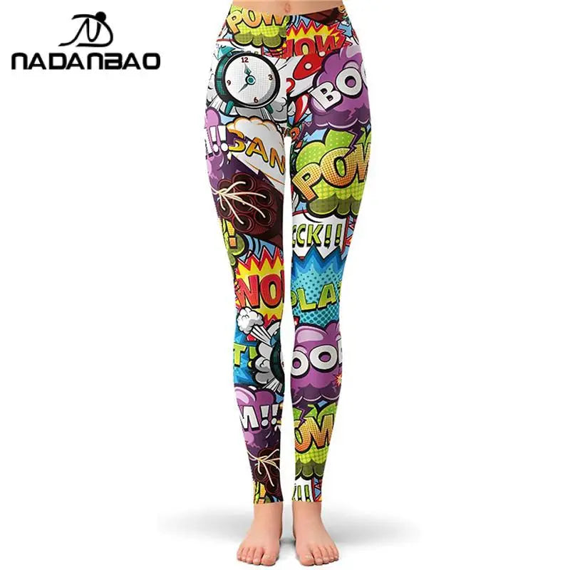 NADANBAO Women Comic Leggings Cartoon Printed Leggins High Stretch Girls Legging Punk Rock Leggin Pants Evening Clubwear New - Premium yoga leggings from Lizard Vigilante - Just $29.99! Shop now at Lizard Vigilante