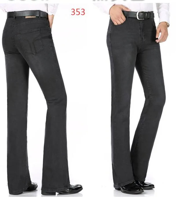 Men's Mid-Rise Elastic Flare Jeans Fashion Men Flare Jeans Men's Denim Pants Multiple Color Size 26-40 - Premium jeans from Lizard Vigilante - Just $25.99! Shop now at Lizard Vigilante