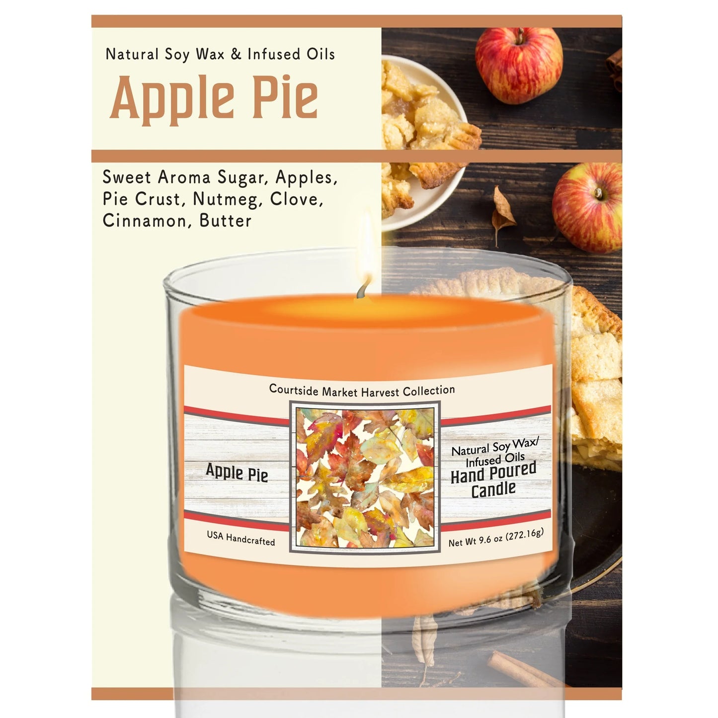 TD Courtside Market Scattered Autumn Leaves Scented Candle Soy Wax in Glass Jar