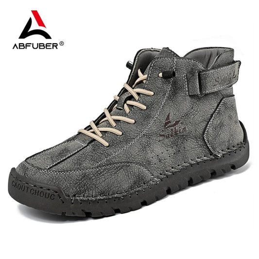 Handmade Leather Men’s Ankle Boots – Breathable Casual Outdoor Lace-Up Design Sneakers - Premium boots from Lizard Vigilante - Just $78.88! Shop now at Lizard Vigilante