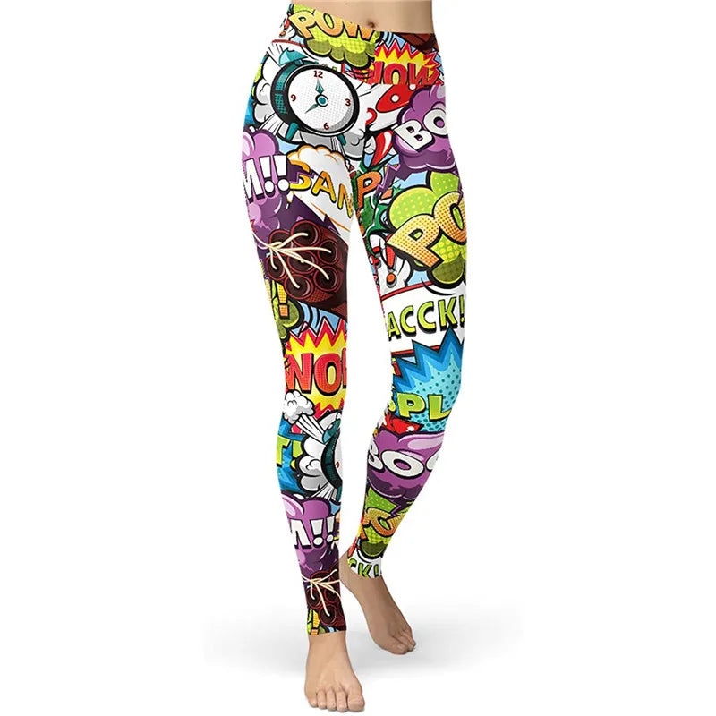 NADANBAO Women Comic Leggings Cartoon Printed Leggins High Stretch Girls Legging Punk Rock Leggin Pants Evening Clubwear New - Premium yoga leggings from Lizard Vigilante - Just $29.99! Shop now at Lizard Vigilante