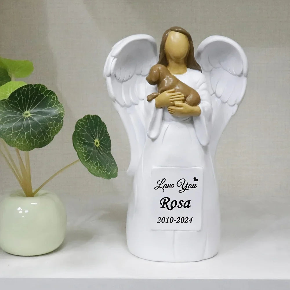 Resin Statue Decorations, Figurines, Resin Molds, Garden and Courtyard Art Sculpture Decorations for Angels Holding Dogs