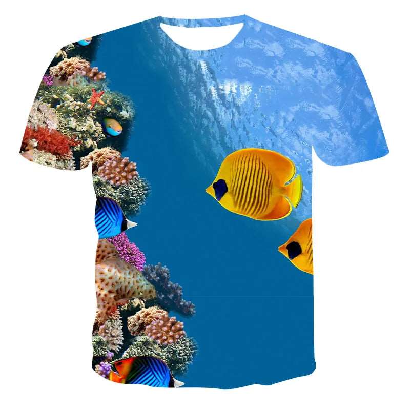 3D Color Fish Graphic T Shirts For Men Summer Fashion Casual Trend funny T-Shirts Personality harajuku Hip Hop Print T-shirt - Premium T-Shirt from Lizard Vigilante - Just $20.99! Shop now at Lizard Vigilante