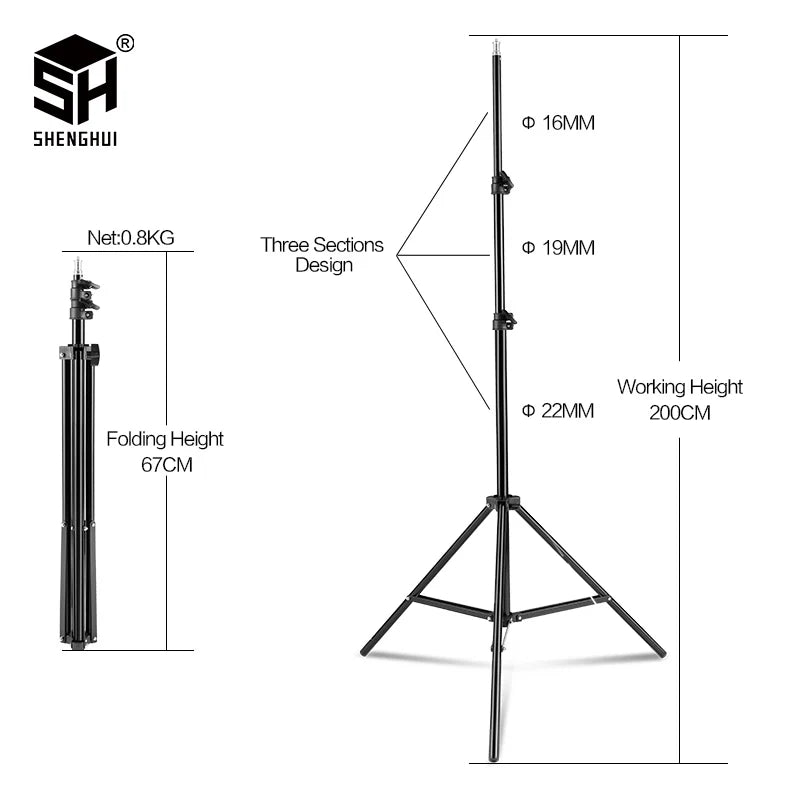 200cm Adjustable Photography Tripod Light Stand with 1/4 Screw Head, Lightweight Aluminum Tripod for Ring Light, Phone & DSLR Cameras – Pro Photo Studio Support - Premium light stand from Lizard Vigilante - Just $21.99! Shop now at Lizard Vigilante