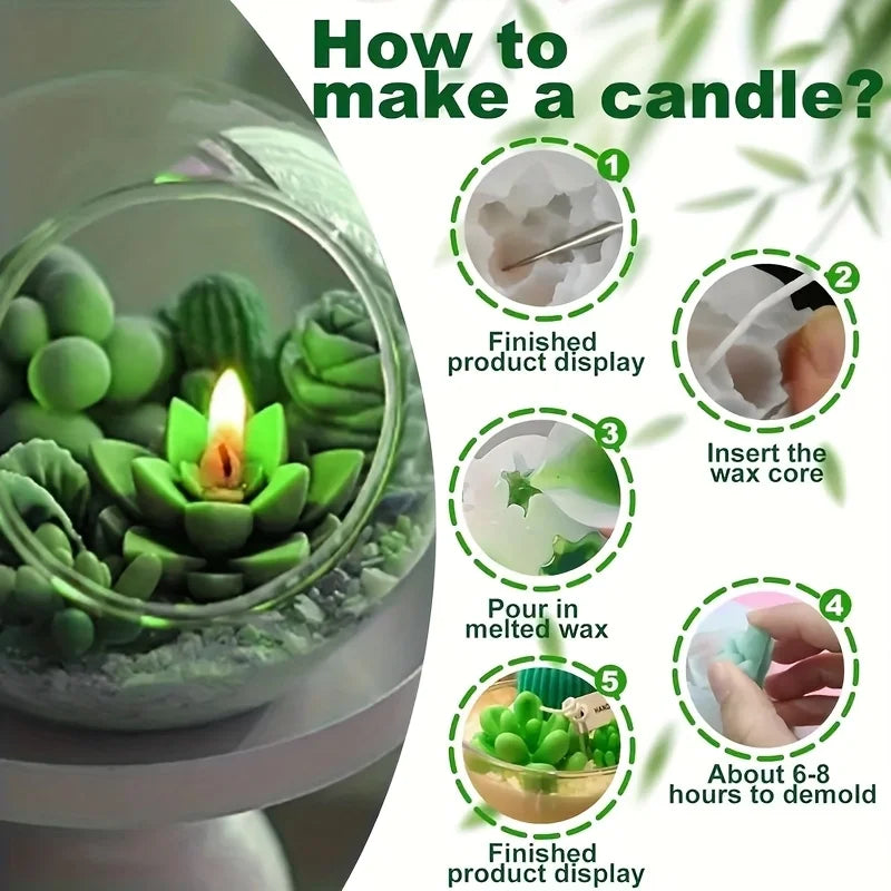 Succulent Plant Candle Mold 3D Succulent Silicone Mold Is Used for Scented Candle Resin Casting, Dessert Cake Decoration