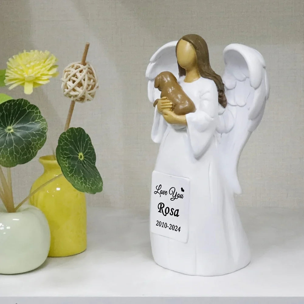 Resin Statue Decorations, Figurines, Resin Molds, Garden and Courtyard Art Sculpture Decorations for Angels Holding Dogs