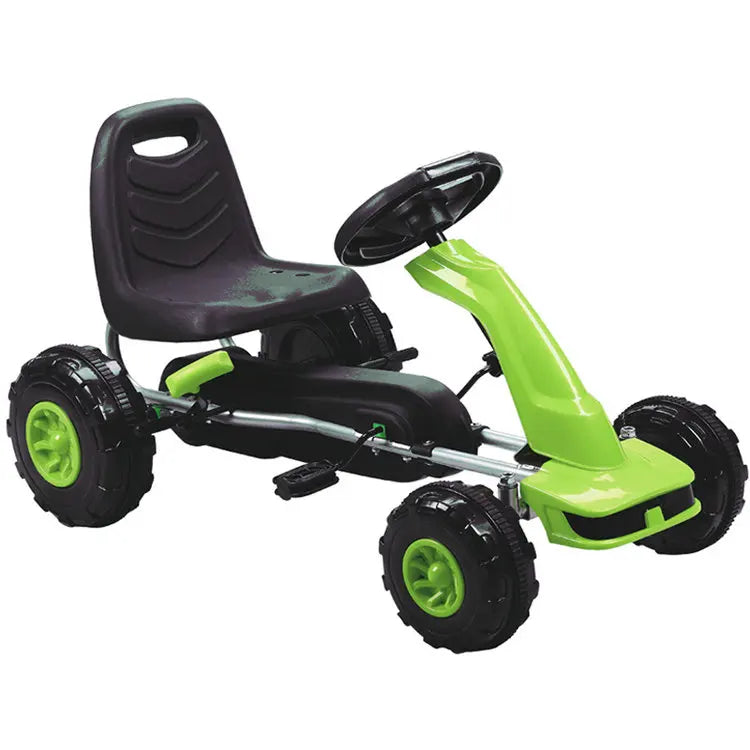 Kids 4 Wheel Ride On Car with Racing Steering Wheel, 3-8 Years Old Children Pedal Go Kart with Hand Brake - Premium 4 Wheel Go Cart from Lizard Vigilante - Just $244.38! Shop now at Lizard Vigilante