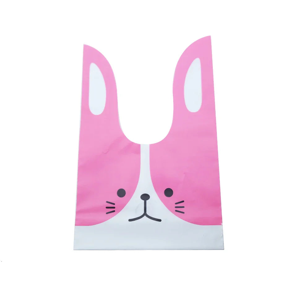 Hot Sale 20 / Batch Cute Rabbit Carrot Ear Biscuit Bag Candy Biscuit Gift Bag Snack Baking Packaging Supplies Easter Decoration