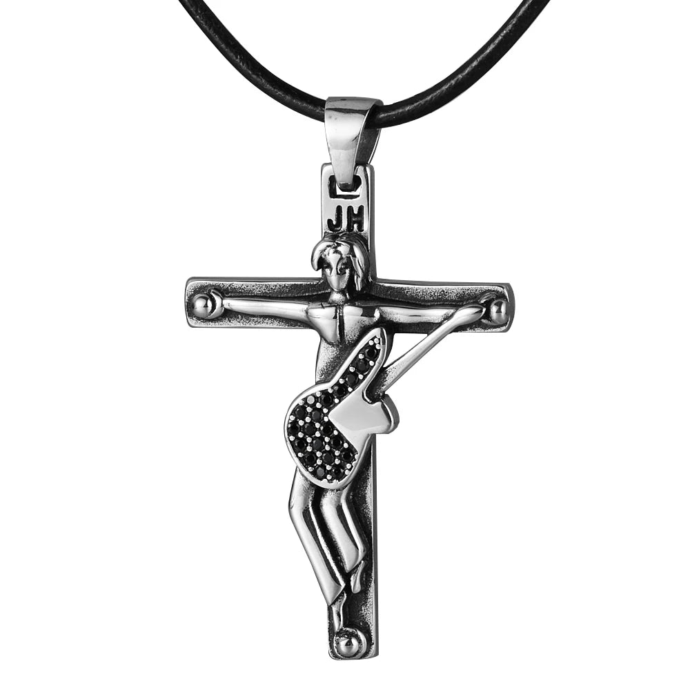 The French Thunder Cross Necklace — Johnny Hallyday Guitar Soul Pendant