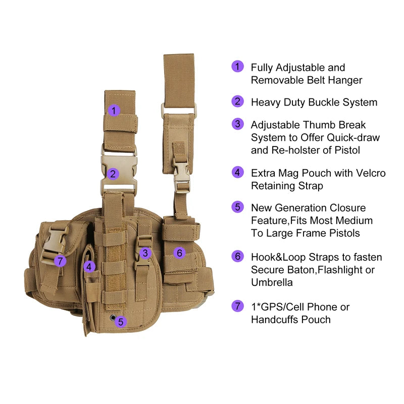 Tactical Leg Gun Holster Outdoor Multi-function Camouflage Bag Tied Leg Pistol Protective Cover Phone Pocket Hunting Gear - Premium  from Lizard Vigilante - Just $29.99! Shop now at Lizard Vigilante