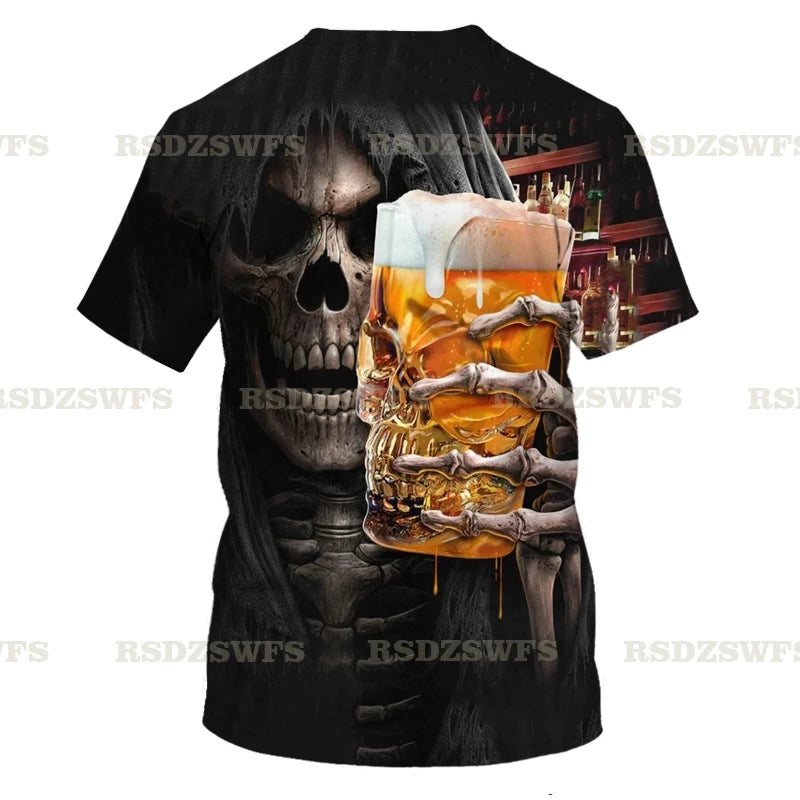 Skull Chug Society – 3D Beer-Drinking T-Shirt for Rockers, Rebels & Weekend Warriors - Premium tee from dsers - Just $54.99! Shop now at Lizard Vigilante