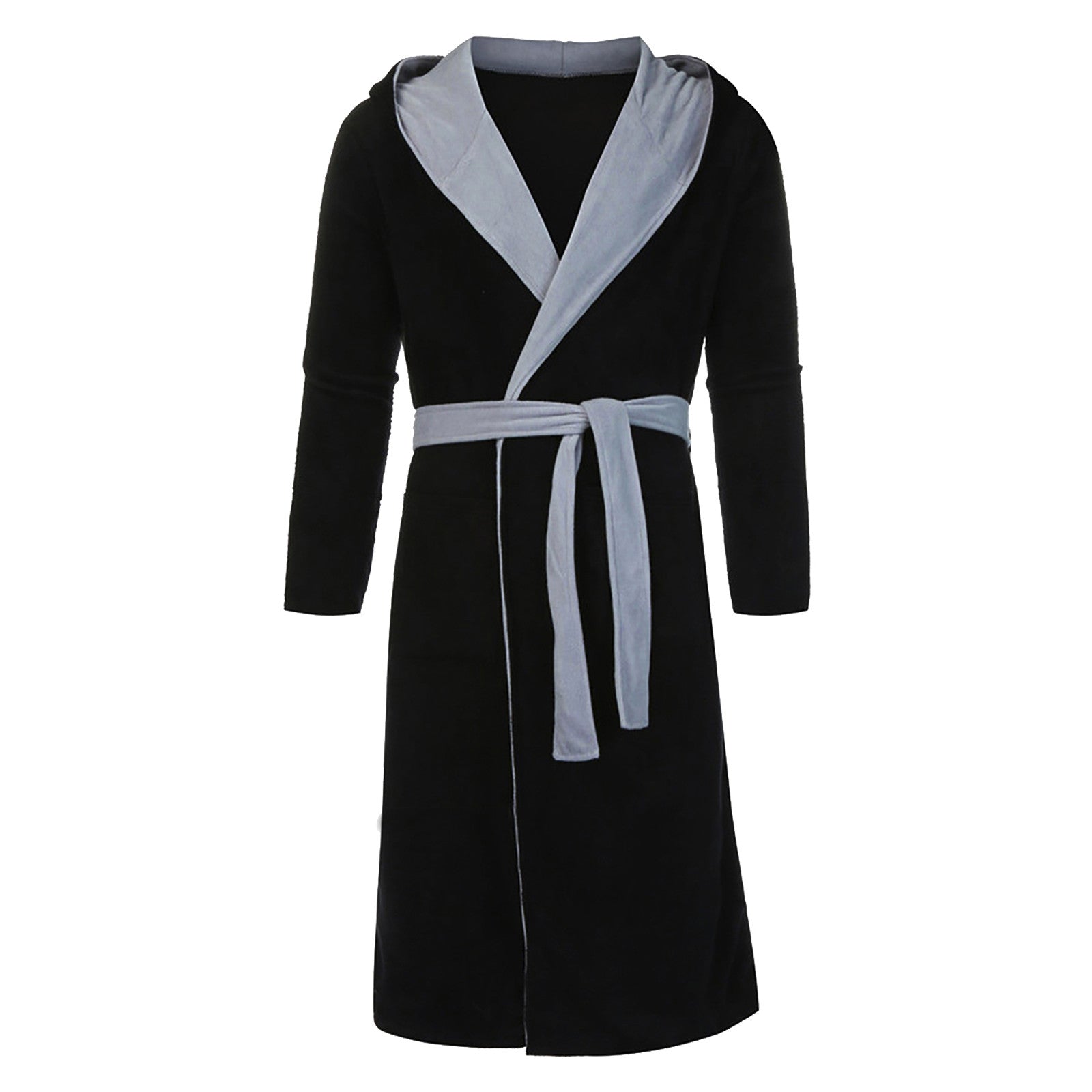 Men’s Casual Kimono Bathrobe – Flannel Hooded Sleepwear, Plus Size Available - Premium Robe from Lizard Vigilante - Just $32.88! Shop now at Lizard Vigilante