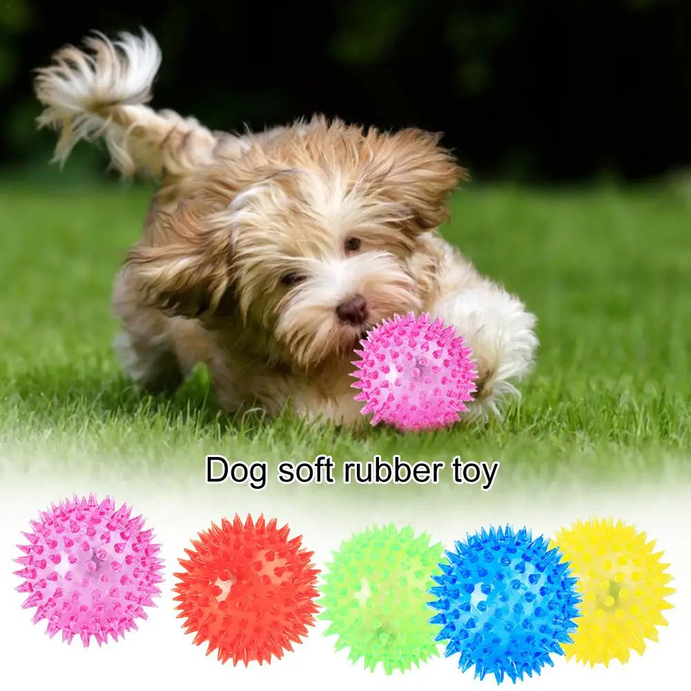 Dog Squeaky Toys Colorful Soft Rubber Luminous Pet Puppy Dog Chewing Playing Elastic Hedgehog Ball Toy Small Pet Supplies - Premium  from Lizard Vigilante - Just $15.99! Shop now at Lizard Vigilante