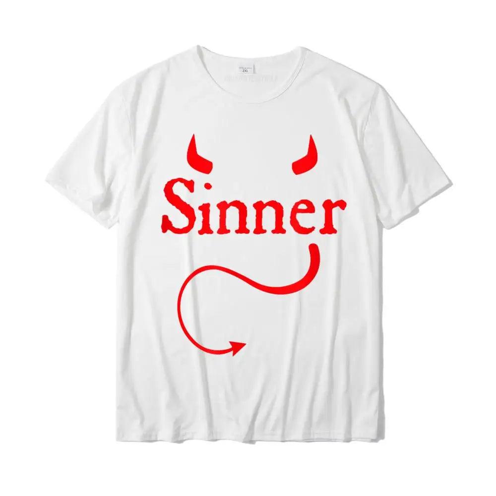 Sinner Devil Horns Tail Rock Atheist Sin Lover T-Shirt Print Tshirts New Tops T Shirt Cotton Man Personalized - Lizard Vigilante