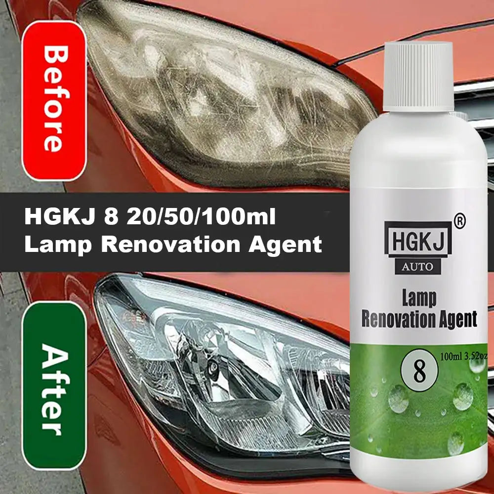 HGKJ 8 Lamp Renovation Agent Auto Headlight Headlamp Polish Restoration Kit Long Lasting Protection Oxidation Liquid for Car