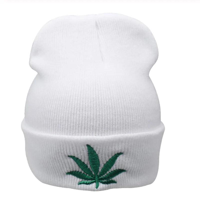 New Men Women Winter Weed Leaf Beanie Hats Warm Hip Hop Punk Knitting Winter Hat For Women Autumn Woolen Cap Skullies Black Hat - Lizard Vigilante