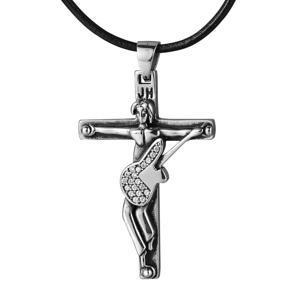 The French Thunder Cross Necklace — Johnny Hallyday Guitar Soul Pendant