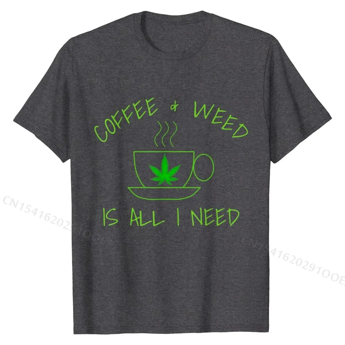 Coffee & Weed Is All I Need Love Coffee Drinker T-Shirt Cotton Casual T Shirt Slim Fit Men's T Shirts Geek - Lizard Vigilante