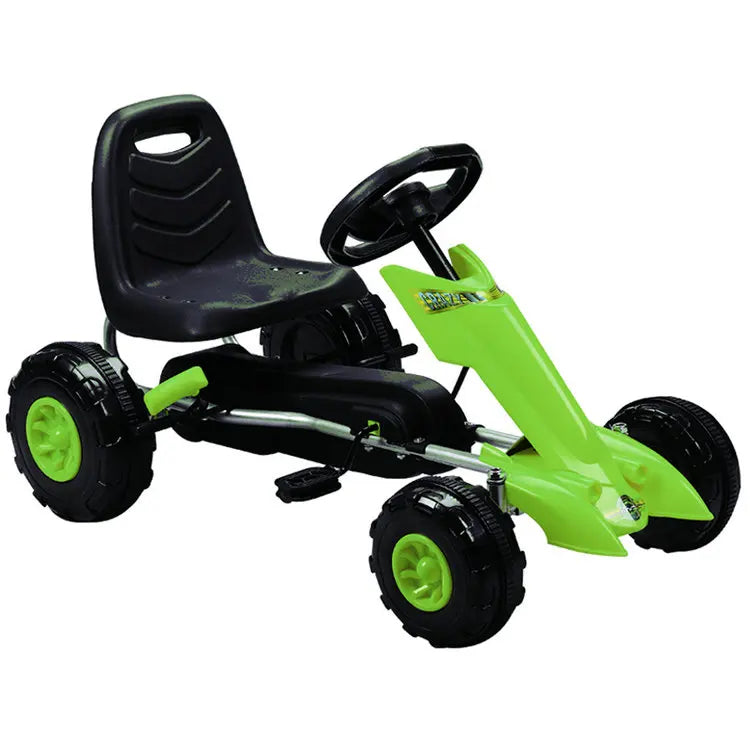 Kids 4 Wheel Ride On Car with Racing Steering Wheel, 3-8 Years Old Children Pedal Go Kart with Hand Brake - Premium 4 Wheel Go Cart from Lizard Vigilante - Just $244.38! Shop now at Lizard Vigilante