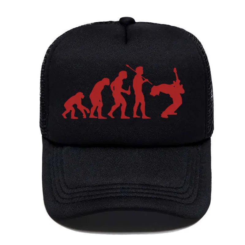 Funny Guitarist Baseball Cap Evolution Of a Music Rock Guitar Musician Band Metal Parent-child Hats Mesh Visor Outdoor Sun Hat - Lizard Vigilante