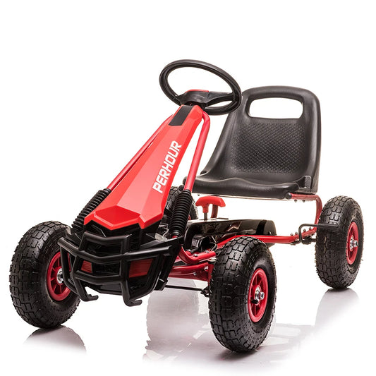 4-Wheeled Pedal Powered Go Cart With Steering Wheel & Adjustable Seat, Outdoor Off-Road Ride On Car For 3-9 Ages Boys Girls - Premium pedal cart from Lizard Vigilante - Just $305.99! Shop now at Lizard Vigilante