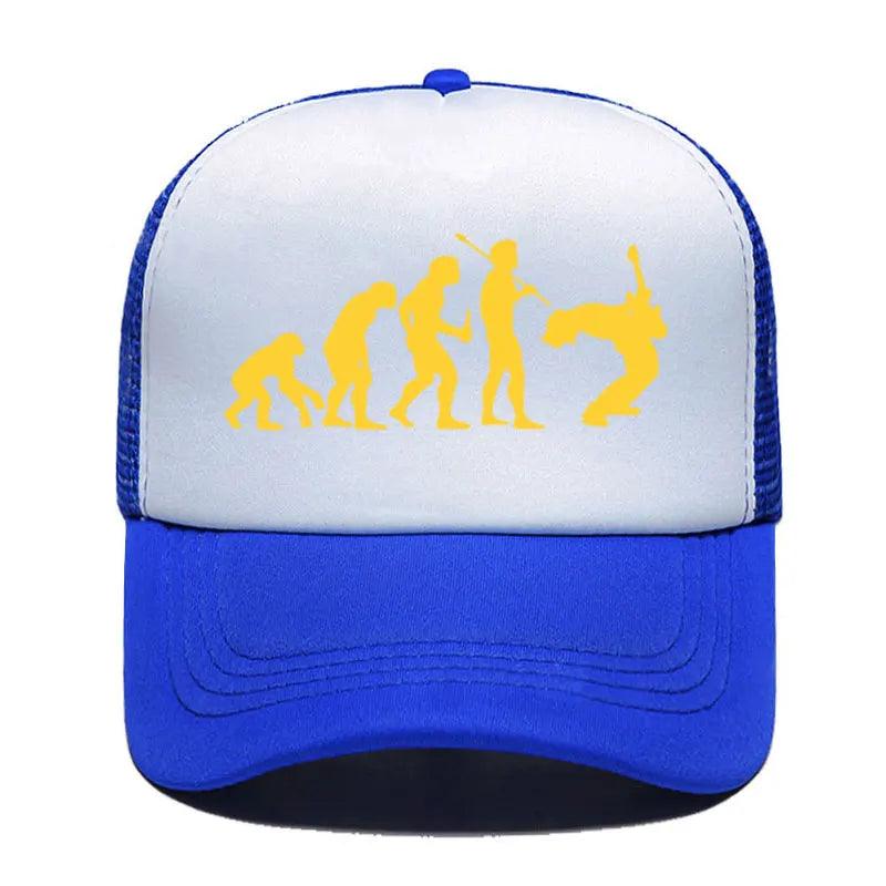 Funny Guitarist Baseball Cap Evolution Of a Music Rock Guitar Musician Band Metal Parent-child Hats Mesh Visor Outdoor Sun Hat - Lizard Vigilante