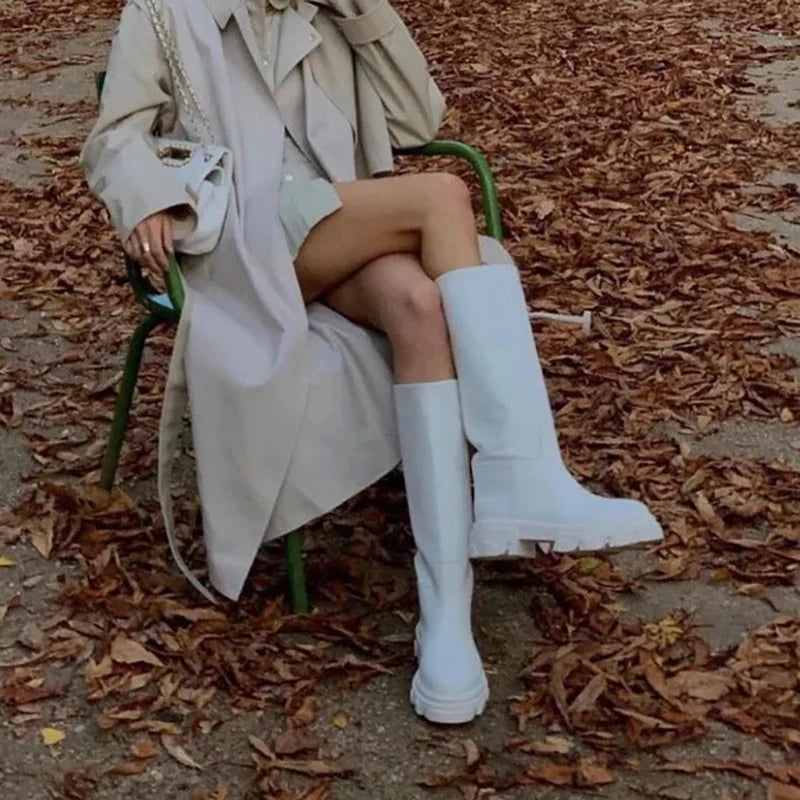 GRAVEWALKER 13: Women’s Cowhide Platform Riding Boots – Punk Leather Knee-Highs with Square Heels for Heavy Winter Impact - Premium boots from dsers - Just $252.22! Shop now at Lizard Vigilante