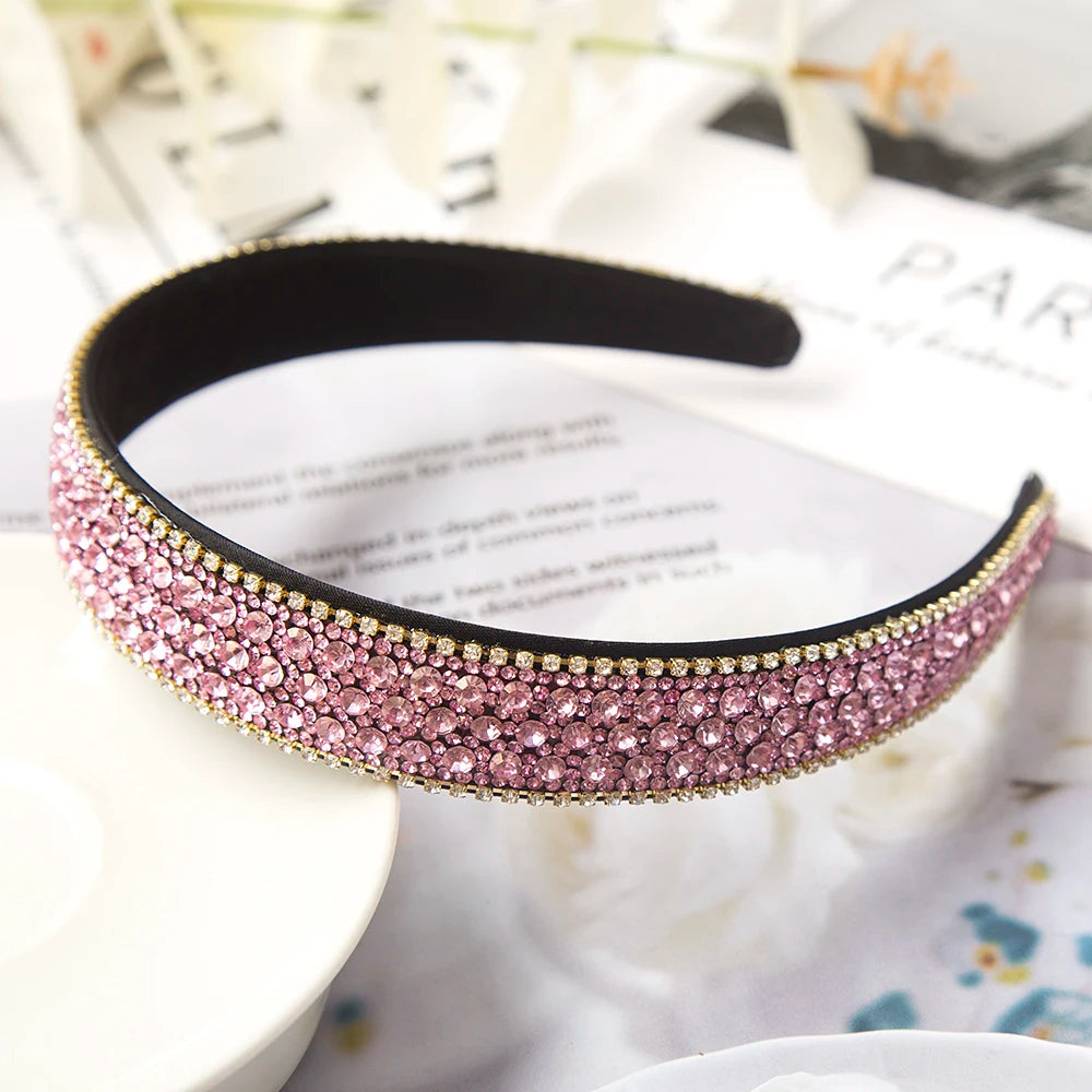 Baroque Crystal Headband with Rhinestones – Luxurious Fashion Hair Hoop for Women, Bezel-Style Hairband, Elegant Headdress Accessory - Premium headband from Lizard Vigilante - Just $28.88! Shop now at Lizard Vigilante