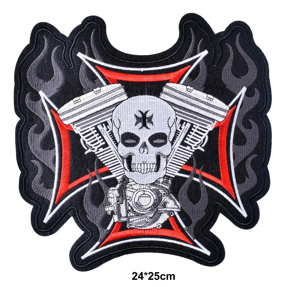 Bikers Motorcycle Embroidered Iron On Patches Large Punk Skull Badges Big Biker Patches For Clothing Coat Accessories - Premium patch from Lizard Vigilante - Just $27.99! Shop now at Lizard Vigilante