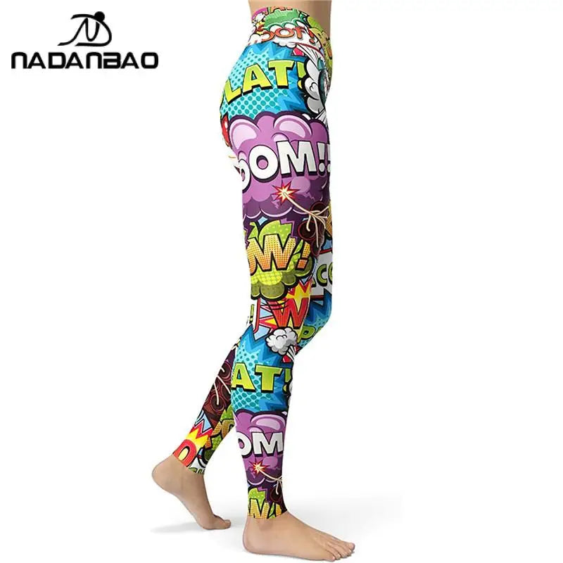 NADANBAO Women Comic Leggings Cartoon Printed Leggins High Stretch Girls Legging Punk Rock Leggin Pants Evening Clubwear New - Premium yoga leggings from Lizard Vigilante - Just $29.99! Shop now at Lizard Vigilante