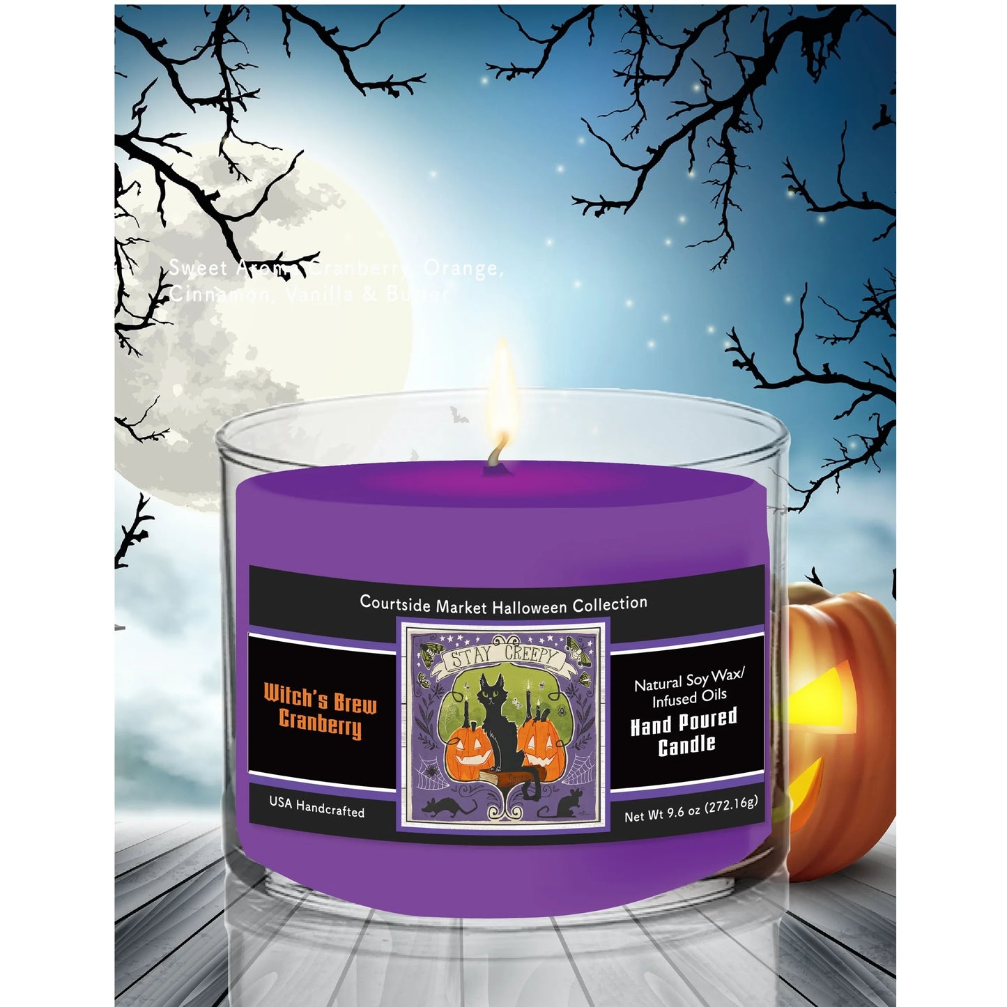 TD Courtside Market Stay Creepy V Soy Wax Custom Scented Candle in Glass Jar for Valentine's Day or Holidays Oil Material