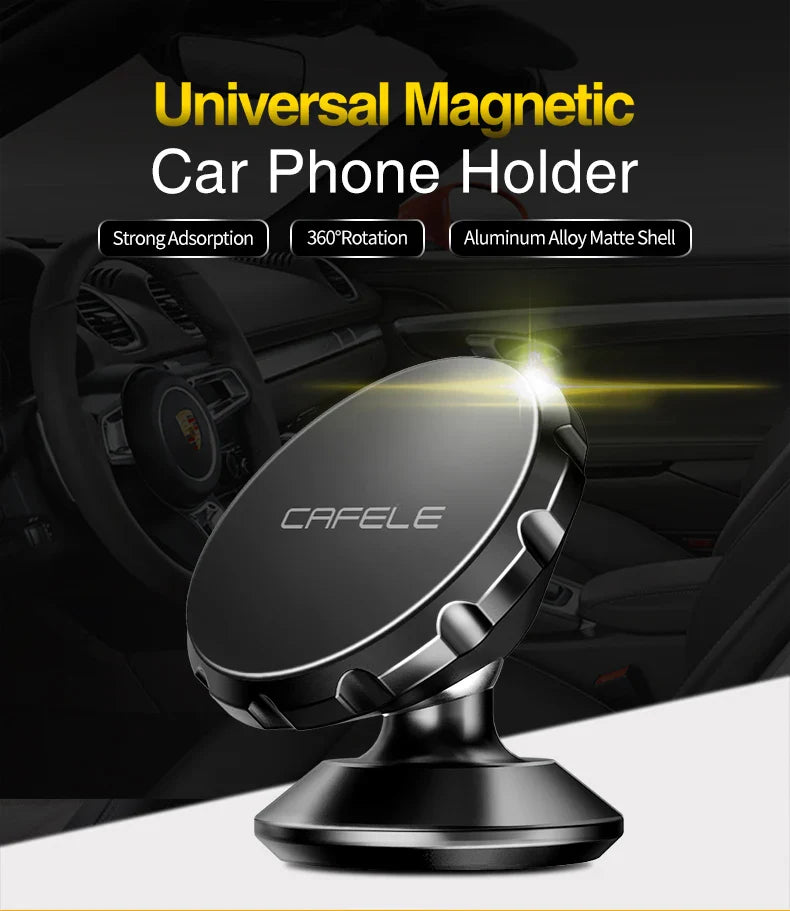 CAFELE Magnetic Car Phone Holder for iPhone 16 15 14 13 12 11 Car Mount Stand for Cell Phone Strong Magnet Power Aluminum Alloy