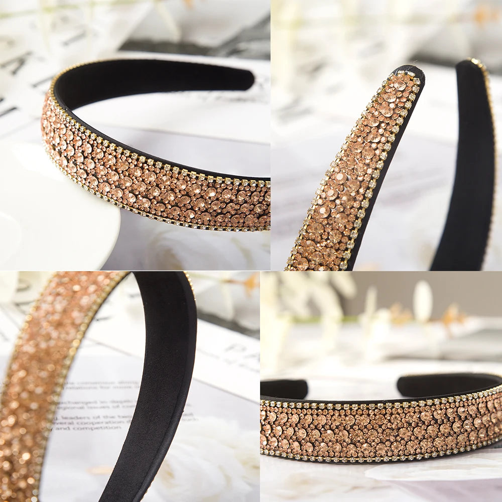 Baroque Crystal Headband with Rhinestones – Luxurious Fashion Hair Hoop for Women, Bezel-Style Hairband, Elegant Headdress Accessory - Premium headband from Lizard Vigilante - Just $28.88! Shop now at Lizard Vigilante