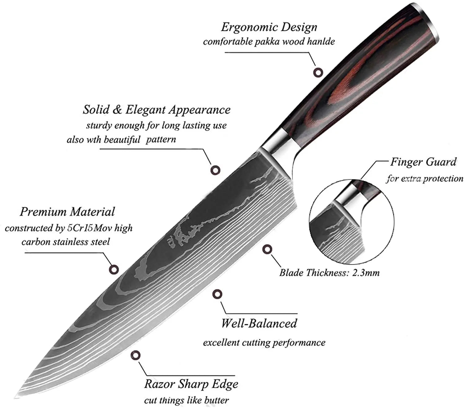 Professional Chef Knife Set – Japanese-Inspired High Carbon Stainless Steel Blades, Santoku & Gyuto Knives for Precision Cutting - Premium knife set from Lizard Vigilante - Just $19.99! Shop now at Lizard Vigilante