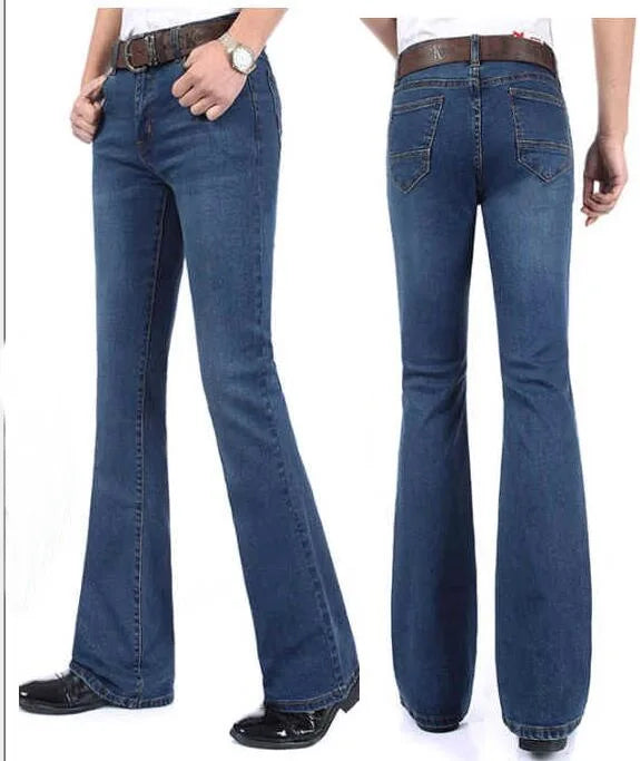 Men's Mid-Rise Elastic Flare Jeans Fashion Men Flare Jeans Men's Denim Pants Multiple Color Size 26-40 - Premium jeans from Lizard Vigilante - Just $25.99! Shop now at Lizard Vigilante