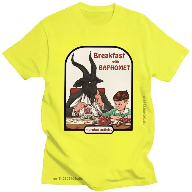 Baphomet Breakfast Club T-Shirt – Devilishly Stylish Cotton Tee for Hip-Hop, Streetwear, and Satanic Enthusiasts - Premium tee from Lizard Vigilante - Just $24.88! Shop now at Lizard Vigilante