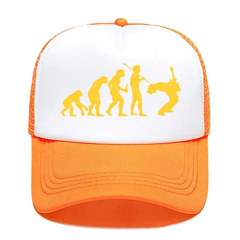 Funny Guitarist Baseball Cap Evolution Of a Music Rock Guitar Musician Band Metal Parent-child Hats Mesh Visor Outdoor Sun Hat - Lizard Vigilante