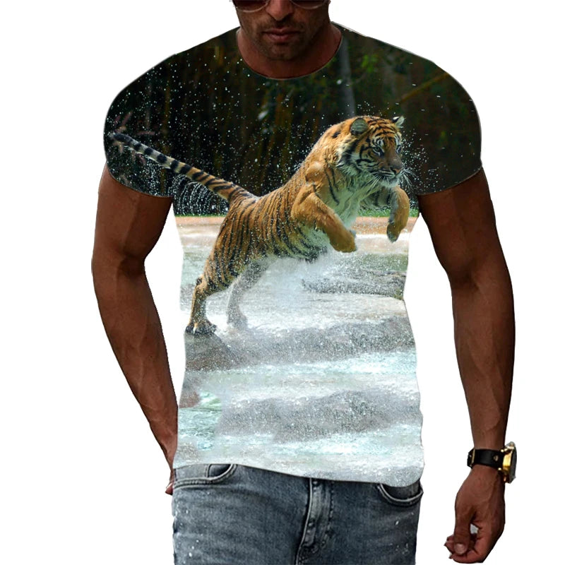 Men's Polyester Tiger Graphic T-Shirt - Premium T-shirt from Lizard Vigilante - Just $22.99! Shop now at Lizard Vigilante