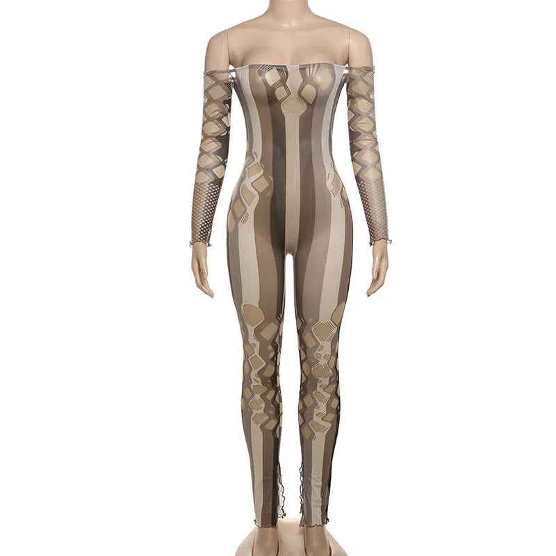 Formed Fitting: Cutout Striped Jumpsuits