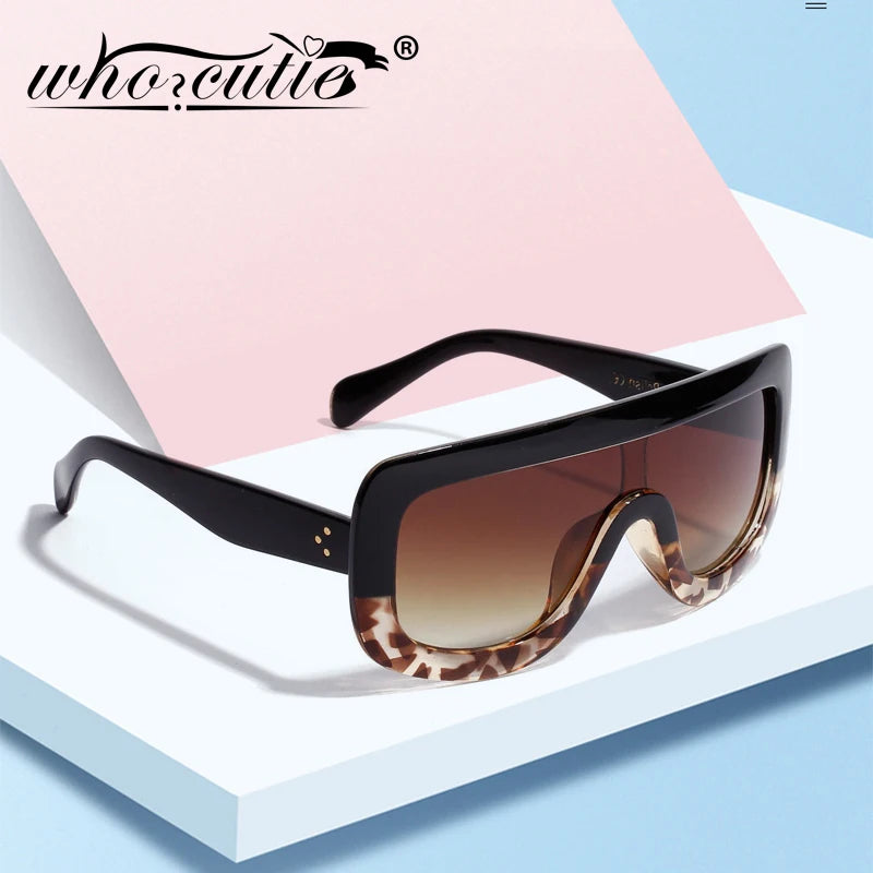 WHO CUTIE 2025 Oversized Sunglasses Women Brand Designer Shield Big Frame Flat Top Gradient Lens Sun Glasses Shades Lady OM87B - Premium  from Lizard Vigilante - Just $18.99! Shop now at Lizard Vigilante
